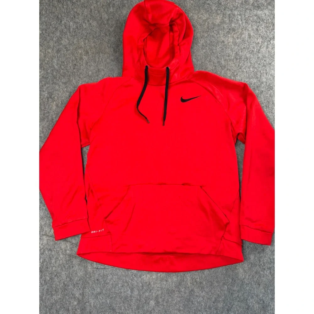 Nike Dri-FIT Mens Hoodie Red Pullover Sweatshirt Medium Tall MT Training Gym